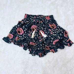 Natalie Martin Toddler Girls Mini Floral Ruffle Shorts Size 2 Tassels 2T
